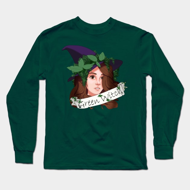 Green Witch Long Sleeve T-Shirt by ChaneyAtelier